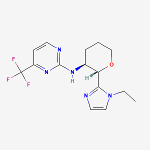 molecular formula C15H18F3N5O B6884616 N-[(2S,3S)-2-(1-ethylimidazol-2-yl)oxan-3-yl]-4-(trifluoromethyl)pyrimidin-2-amine 