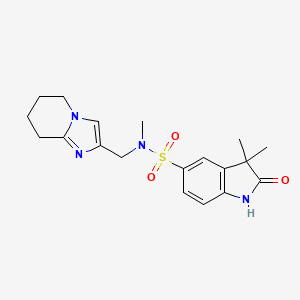molecular formula C19H24N4O3S B6884685 N,3,3-trimethyl-2-oxo-N-(5,6,7,8-tetrahydroimidazo[1,2-a]pyridin-2-ylmethyl)-1H-indole-5-sulfonamide 