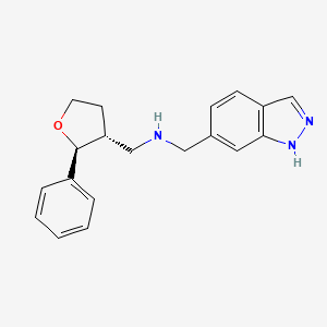 molecular formula C19H21N3O B6884722 N-(1H-indazol-6-ylmethyl)-1-[(2S,3R)-2-phenyloxolan-3-yl]methanamine 