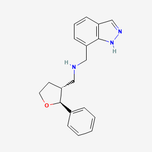 molecular formula C19H21N3O B6884774 N-(1H-indazol-7-ylmethyl)-1-[(2S,3R)-2-phenyloxolan-3-yl]methanamine 