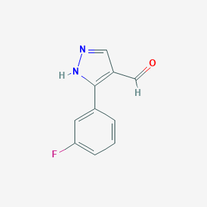 molecular formula C10H7FN2O B068849 3-(3-fluorophenyl)-1H-pyrazole-4-carbaldehyde CAS No. 161398-15-8