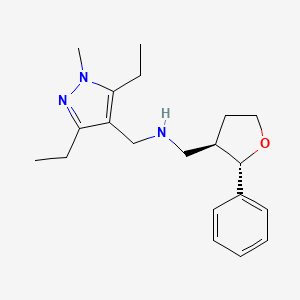 molecular formula C20H29N3O B6884970 N-[(3,5-diethyl-1-methylpyrazol-4-yl)methyl]-1-[(2S,3R)-2-phenyloxolan-3-yl]methanamine 