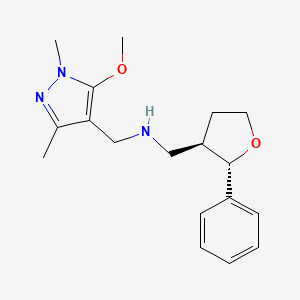 molecular formula C18H25N3O2 B6885084 N-[(5-methoxy-1,3-dimethylpyrazol-4-yl)methyl]-1-[(2S,3R)-2-phenyloxolan-3-yl]methanamine 