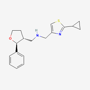 molecular formula C18H22N2OS B6885178 N-[(2-cyclopropyl-1,3-thiazol-4-yl)methyl]-1-[(2S,3R)-2-phenyloxolan-3-yl]methanamine 