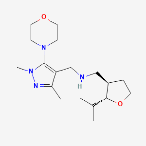 molecular formula C18H32N4O2 B6885221 N-[(1,3-dimethyl-5-morpholin-4-ylpyrazol-4-yl)methyl]-1-[(2R,3R)-2-propan-2-yloxolan-3-yl]methanamine 