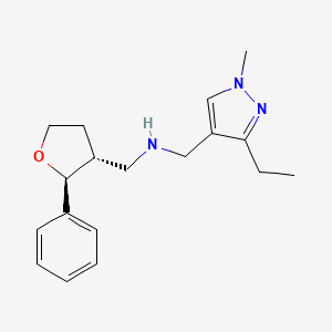 molecular formula C18H25N3O B6885259 N-[(3-ethyl-1-methylpyrazol-4-yl)methyl]-1-[(2S,3R)-2-phenyloxolan-3-yl]methanamine 