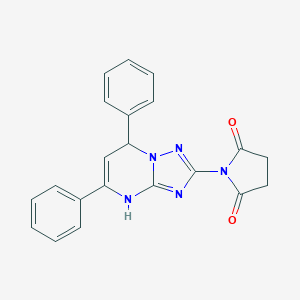 molecular formula C21H17N5O2 B068853 N-(5,7-Diphenyl-4,7-dihydro-1,2,4-triazolo(1,5-a)pyrimidin-2-yl)succinimide CAS No. 171668-01-2