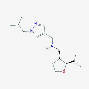 molecular formula C16H29N3O B6885311 N-[[1-(2-methylpropyl)pyrazol-4-yl]methyl]-1-[(2R,3R)-2-propan-2-yloxolan-3-yl]methanamine 