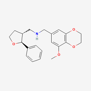 molecular formula C21H25NO4 B6885335 N-[(5-methoxy-2,3-dihydro-1,4-benzodioxin-7-yl)methyl]-1-[(2S,3R)-2-phenyloxolan-3-yl]methanamine 