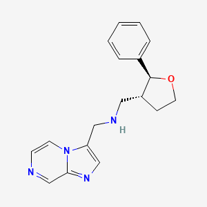 molecular formula C18H20N4O B6885355 N-(imidazo[1,2-a]pyrazin-3-ylmethyl)-1-[(2S,3R)-2-phenyloxolan-3-yl]methanamine 