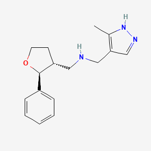 molecular formula C16H21N3O B6885401 N-[(5-methyl-1H-pyrazol-4-yl)methyl]-1-[(2S,3R)-2-phenyloxolan-3-yl]methanamine 