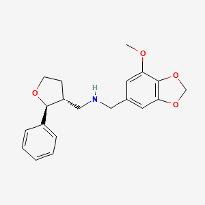 molecular formula C20H23NO4 B6885454 N-[(7-methoxy-1,3-benzodioxol-5-yl)methyl]-1-[(2S,3R)-2-phenyloxolan-3-yl]methanamine 
