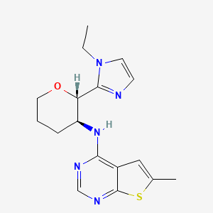 molecular formula C17H21N5OS B6885495 N-[(2S,3S)-2-(1-ethylimidazol-2-yl)oxan-3-yl]-6-methylthieno[2,3-d]pyrimidin-4-amine 
