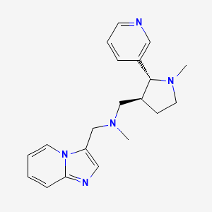 molecular formula C20H25N5 B6885559 N-(imidazo[1,2-a]pyridin-3-ylmethyl)-N-methyl-1-[(2R,3S)-1-methyl-2-pyridin-3-ylpyrrolidin-3-yl]methanamine 