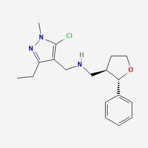 molecular formula C18H24ClN3O B6885584 N-[(5-chloro-3-ethyl-1-methylpyrazol-4-yl)methyl]-1-[(2S,3R)-2-phenyloxolan-3-yl]methanamine 