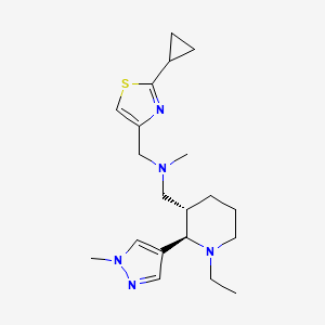 molecular formula C20H31N5S B6885585 N-[(2-cyclopropyl-1,3-thiazol-4-yl)methyl]-1-[(2R,3S)-1-ethyl-2-(1-methylpyrazol-4-yl)piperidin-3-yl]-N-methylmethanamine 