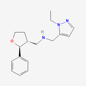 molecular formula C17H23N3O B6885606 N-[(2-ethylpyrazol-3-yl)methyl]-1-[(2S,3R)-2-phenyloxolan-3-yl]methanamine 