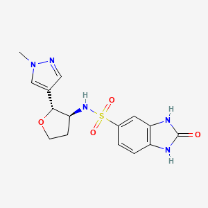 molecular formula C15H17N5O4S B6885636 N-[(2R,3S)-2-(1-methylpyrazol-4-yl)oxolan-3-yl]-2-oxo-1,3-dihydrobenzimidazole-5-sulfonamide 