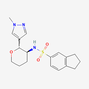 molecular formula C18H23N3O3S B6885649 N-[(2R,3S)-2-(1-methylpyrazol-4-yl)oxan-3-yl]-2,3-dihydro-1H-indene-5-sulfonamide 
