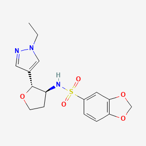 molecular formula C16H19N3O5S B6885681 N-[(2R,3S)-2-(1-ethylpyrazol-4-yl)oxolan-3-yl]-1,3-benzodioxole-5-sulfonamide 