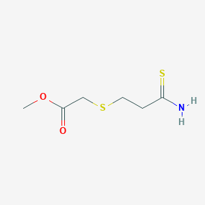 molecular formula C6H11NO2S2 B068857 Methyl 2-[(3-amino-3-thioxopropyl)thio]acetate CAS No. 175202-95-6