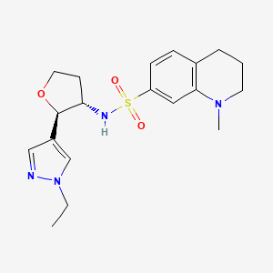molecular formula C19H26N4O3S B6885708 N-[(2R,3S)-2-(1-ethylpyrazol-4-yl)oxolan-3-yl]-1-methyl-3,4-dihydro-2H-quinoline-7-sulfonamide 