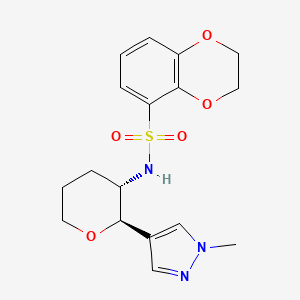 molecular formula C17H21N3O5S B6885715 N-[(2R,3S)-2-(1-methylpyrazol-4-yl)oxan-3-yl]-2,3-dihydro-1,4-benzodioxine-5-sulfonamide 