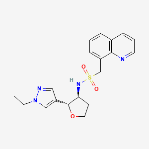 molecular formula C19H22N4O3S B6885738 N-[(2R,3S)-2-(1-ethylpyrazol-4-yl)oxolan-3-yl]-1-quinolin-8-ylmethanesulfonamide 
