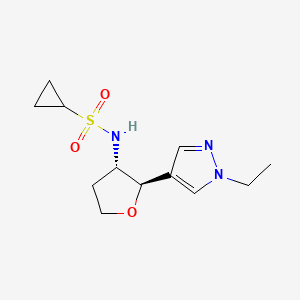 molecular formula C12H19N3O3S B6885740 N-[(2R,3S)-2-(1-ethylpyrazol-4-yl)oxolan-3-yl]cyclopropanesulfonamide 