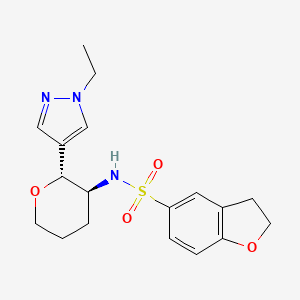 molecular formula C18H23N3O4S B6885805 N-[(2R,3S)-2-(1-ethylpyrazol-4-yl)oxan-3-yl]-2,3-dihydro-1-benzofuran-5-sulfonamide 