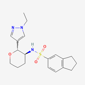 molecular formula C19H25N3O3S B6885834 N-[(2R,3S)-2-(1-ethylpyrazol-4-yl)oxan-3-yl]-2,3-dihydro-1H-indene-5-sulfonamide 