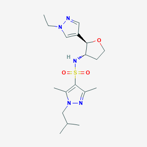 molecular formula C18H29N5O3S B6885863 N-[(2R,3S)-2-(1-ethylpyrazol-4-yl)oxolan-3-yl]-3,5-dimethyl-1-(2-methylpropyl)pyrazole-4-sulfonamide 