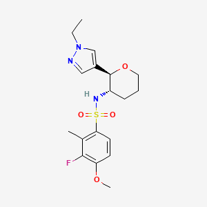 molecular formula C18H24FN3O4S B6885889 N-[(2R,3S)-2-(1-ethylpyrazol-4-yl)oxan-3-yl]-3-fluoro-4-methoxy-2-methylbenzenesulfonamide 