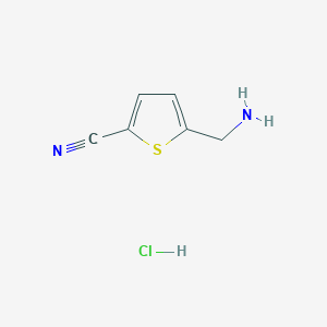molecular formula C6H7ClN2S B068859 5-(Aminomethyl)thiophene-2-carbonitrile hydrochloride CAS No. 172349-10-9