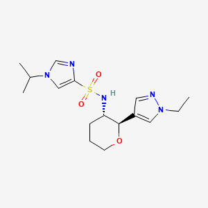 molecular formula C16H25N5O3S B6885912 N-[(2R,3S)-2-(1-ethylpyrazol-4-yl)oxan-3-yl]-1-propan-2-ylimidazole-4-sulfonamide 