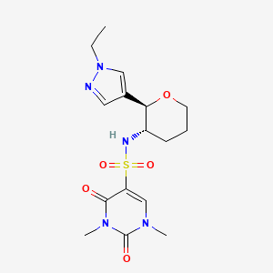 molecular formula C16H23N5O5S B6885916 N-[(2R,3S)-2-(1-ethylpyrazol-4-yl)oxan-3-yl]-1,3-dimethyl-2,4-dioxopyrimidine-5-sulfonamide 