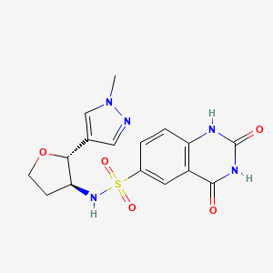 molecular formula C16H17N5O5S B6886018 N-[(2R,3S)-2-(1-methylpyrazol-4-yl)oxolan-3-yl]-2,4-dioxo-1H-quinazoline-6-sulfonamide 