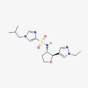 molecular formula C16H25N5O3S B6886041 N-[(2R,3S)-2-(1-ethylpyrazol-4-yl)oxolan-3-yl]-1-(2-methylpropyl)imidazole-4-sulfonamide 