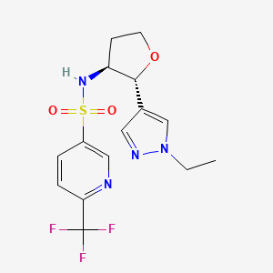 molecular formula C15H17F3N4O3S B6886058 N-[(2R,3S)-2-(1-ethylpyrazol-4-yl)oxolan-3-yl]-6-(trifluoromethyl)pyridine-3-sulfonamide 