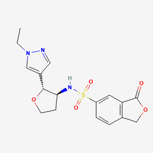 molecular formula C17H19N3O5S B6886087 N-[(2R,3S)-2-(1-ethylpyrazol-4-yl)oxolan-3-yl]-3-oxo-1H-2-benzofuran-5-sulfonamide 