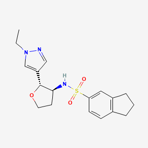 molecular formula C18H23N3O3S B6886093 N-[(2R,3S)-2-(1-ethylpyrazol-4-yl)oxolan-3-yl]-2,3-dihydro-1H-indene-5-sulfonamide 