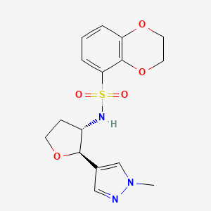 molecular formula C16H19N3O5S B6886135 N-[(2R,3S)-2-(1-methylpyrazol-4-yl)oxolan-3-yl]-2,3-dihydro-1,4-benzodioxine-5-sulfonamide 
