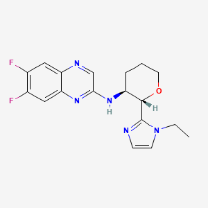 molecular formula C18H19F2N5O B6886160 N-[(2S,3S)-2-(1-ethylimidazol-2-yl)oxan-3-yl]-6,7-difluoroquinoxalin-2-amine 
