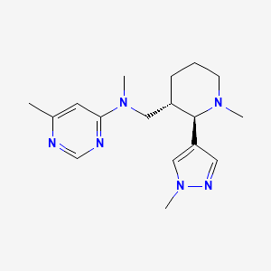 molecular formula C17H26N6 B6886186 N,6-dimethyl-N-[[(2R,3S)-1-methyl-2-(1-methylpyrazol-4-yl)piperidin-3-yl]methyl]pyrimidin-4-amine 