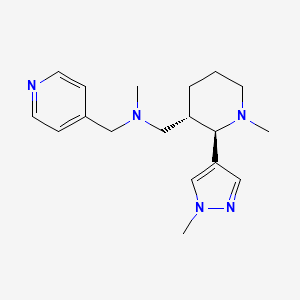 molecular formula C18H27N5 B6886217 N-methyl-1-[(2R,3S)-1-methyl-2-(1-methylpyrazol-4-yl)piperidin-3-yl]-N-(pyridin-4-ylmethyl)methanamine 