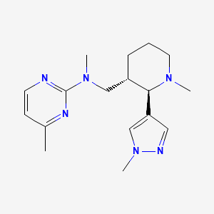 molecular formula C17H26N6 B6886288 N,4-dimethyl-N-[[(2R,3S)-1-methyl-2-(1-methylpyrazol-4-yl)piperidin-3-yl]methyl]pyrimidin-2-amine 