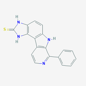 molecular formula C18H12N4S B068863 12-Phenyl-3,5,10,13-tetrazatetracyclo[7.7.0.02,6.011,16]hexadeca-1(9),2(6),7,11(16),12,14-hexaene-4-thione CAS No. 164797-46-0