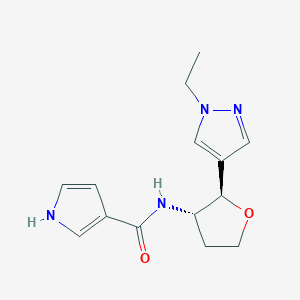 molecular formula C14H18N4O2 B6886392 N-[(2R,3S)-2-(1-ethylpyrazol-4-yl)oxolan-3-yl]-1H-pyrrole-3-carboxamide 