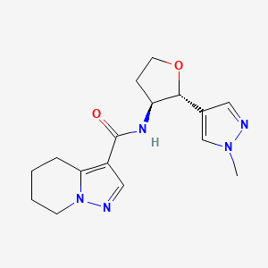 molecular formula C16H21N5O2 B6886438 N-[(2R,3S)-2-(1-methylpyrazol-4-yl)oxolan-3-yl]-4,5,6,7-tetrahydropyrazolo[1,5-a]pyridine-3-carboxamide 