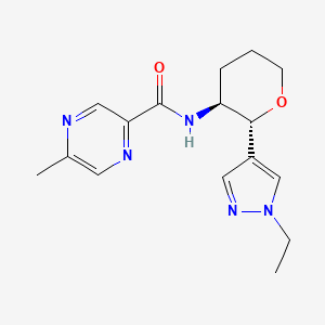 molecular formula C16H21N5O2 B6886713 N-[(2R,3S)-2-(1-ethylpyrazol-4-yl)oxan-3-yl]-5-methylpyrazine-2-carboxamide 
